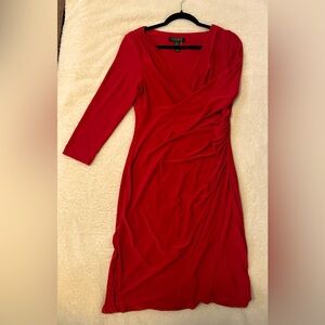 3/4 sleeve dress in red